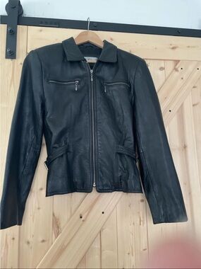 Valerie Stevens Black Leather Zip-Front Jacket
